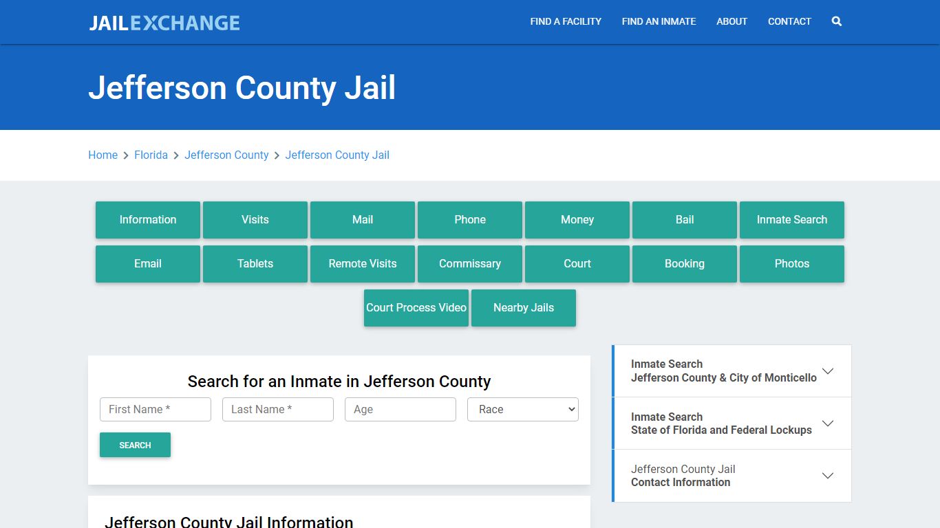 Jefferson County Jail Roster Lookup, FL, Inmate Search